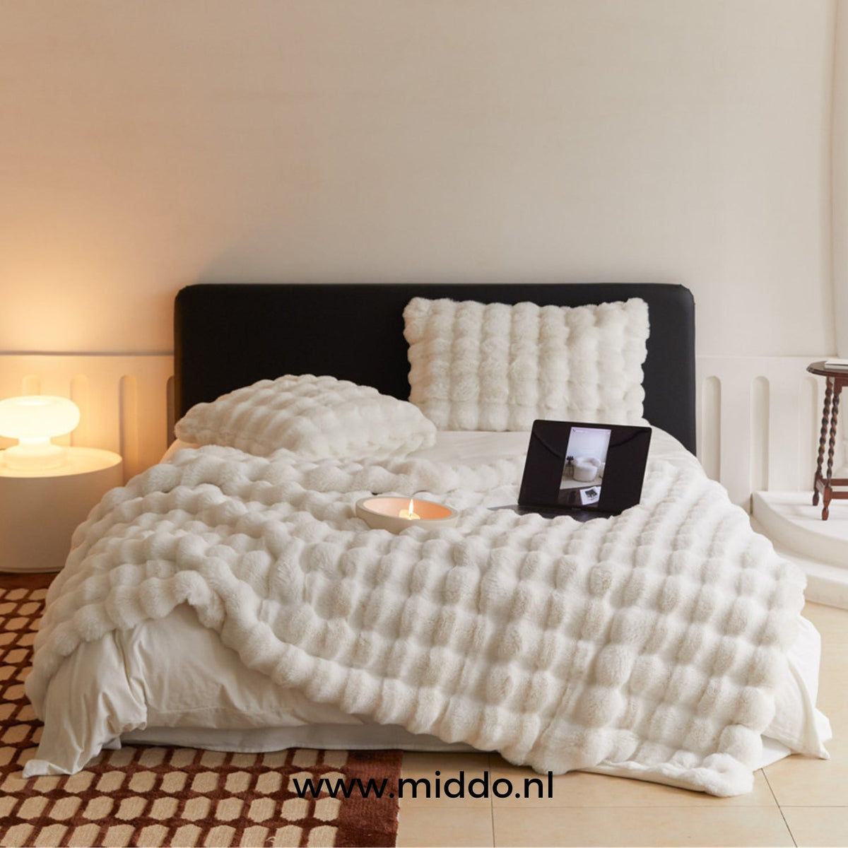 Teddydecke XL Beige Grau Rosa Blau Weiß – Besonders dicke, weiche, warme Kuscheldecke für Bett und Sofa | Sansoti