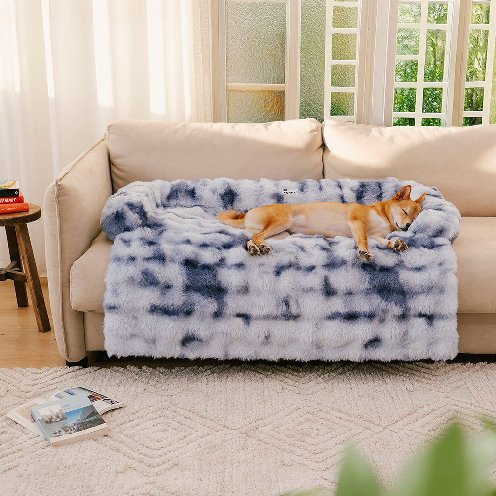 Pluche Hondenmand Sofa Beschermer Huisdiermat Antislip Bodem Wasbaar Comfort Rustplek – Grijs Koffie Tie-Dye | Sansoti