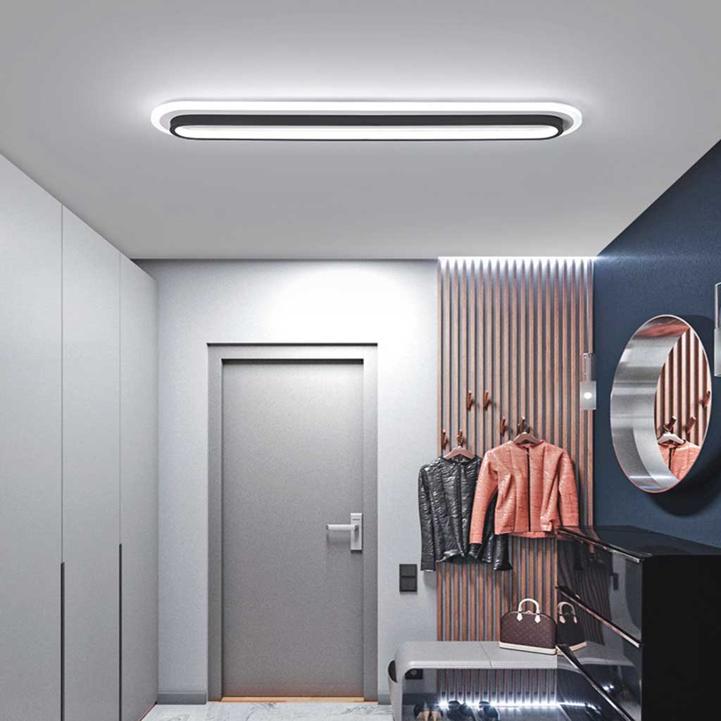 Ovale LED-Deckenleuchte Flush Mount Minimalistisches Design Schwarz Weiß für Flur Eingangsbereich Balkon Diele Wohnraum | Sansoti