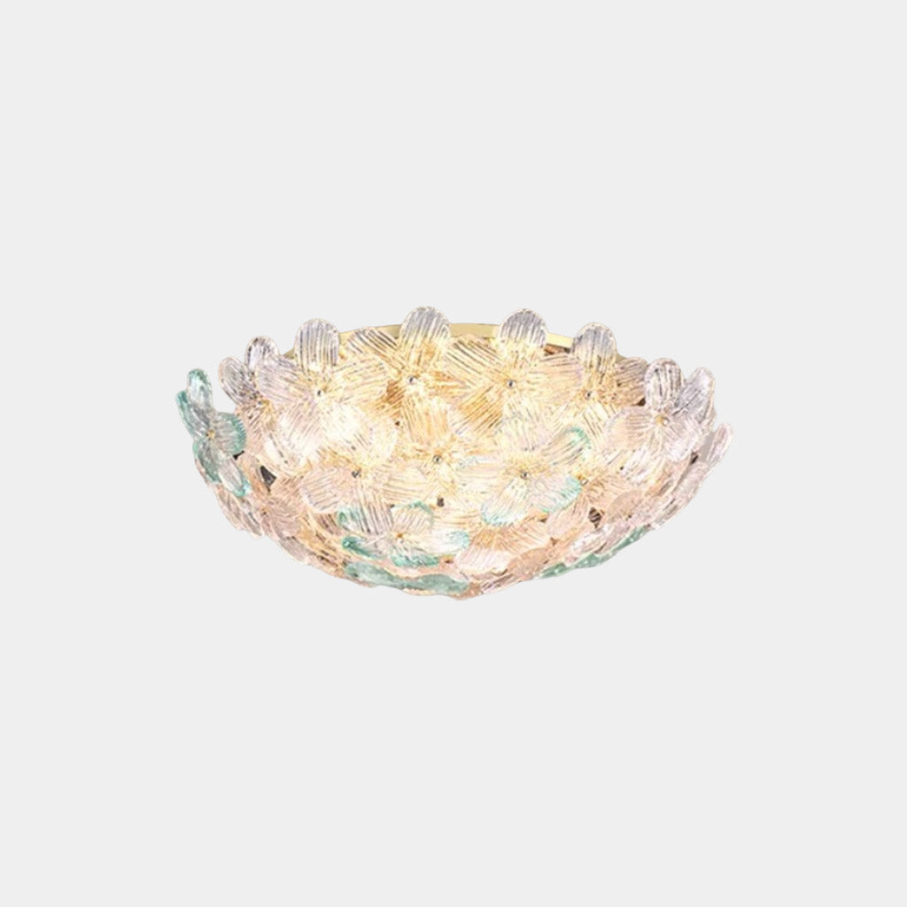 Plafonnier en verre en forme de fleur, rond, avec éclairage LED pour chambre et salon, design scandinave, éclairage d’ambiance | Sansoti