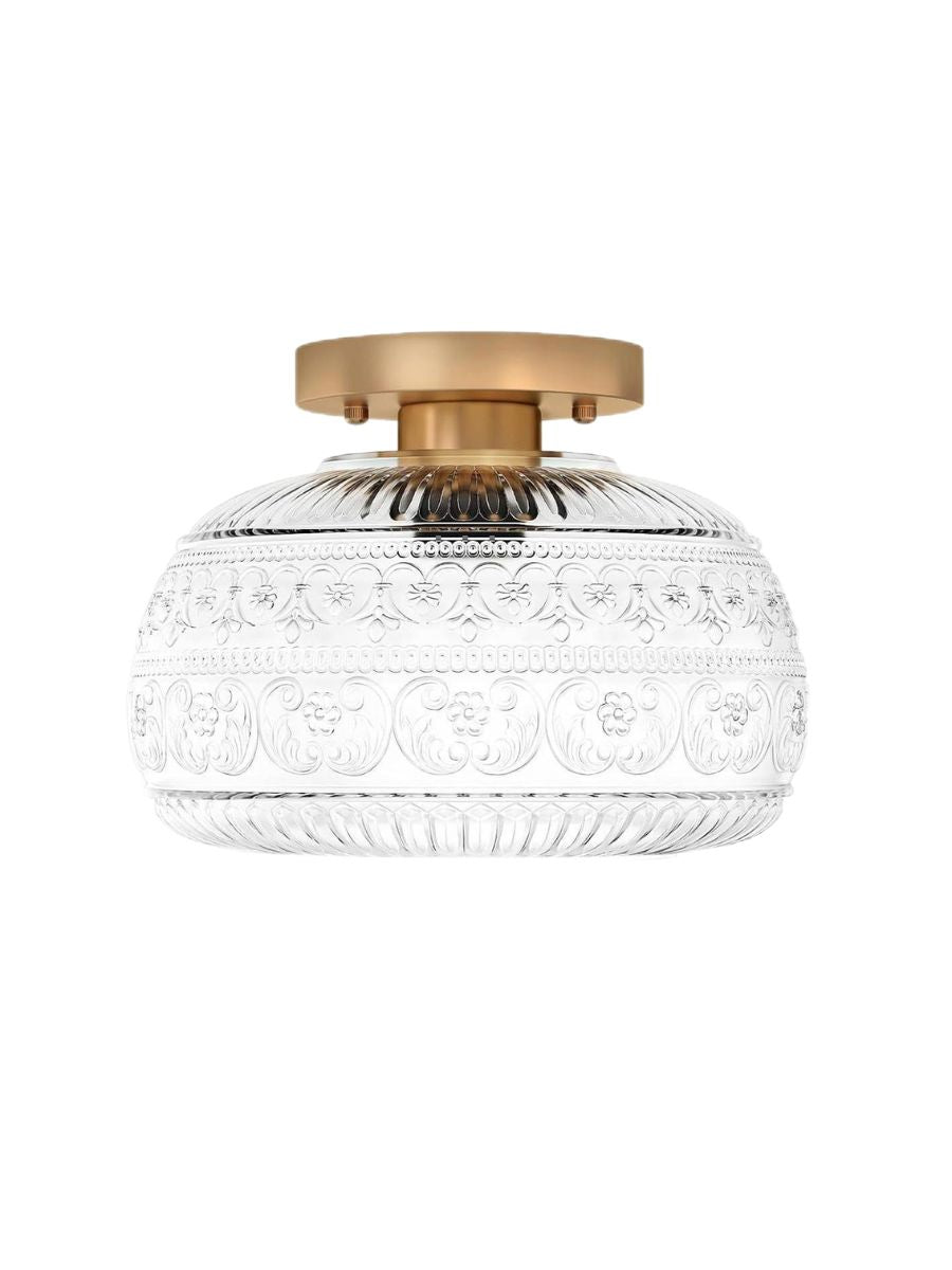Glazen Bol Plafondlamp Getextureerd Glas Semi-Flush Verlichting voor Elke Ruimte | Sansoti