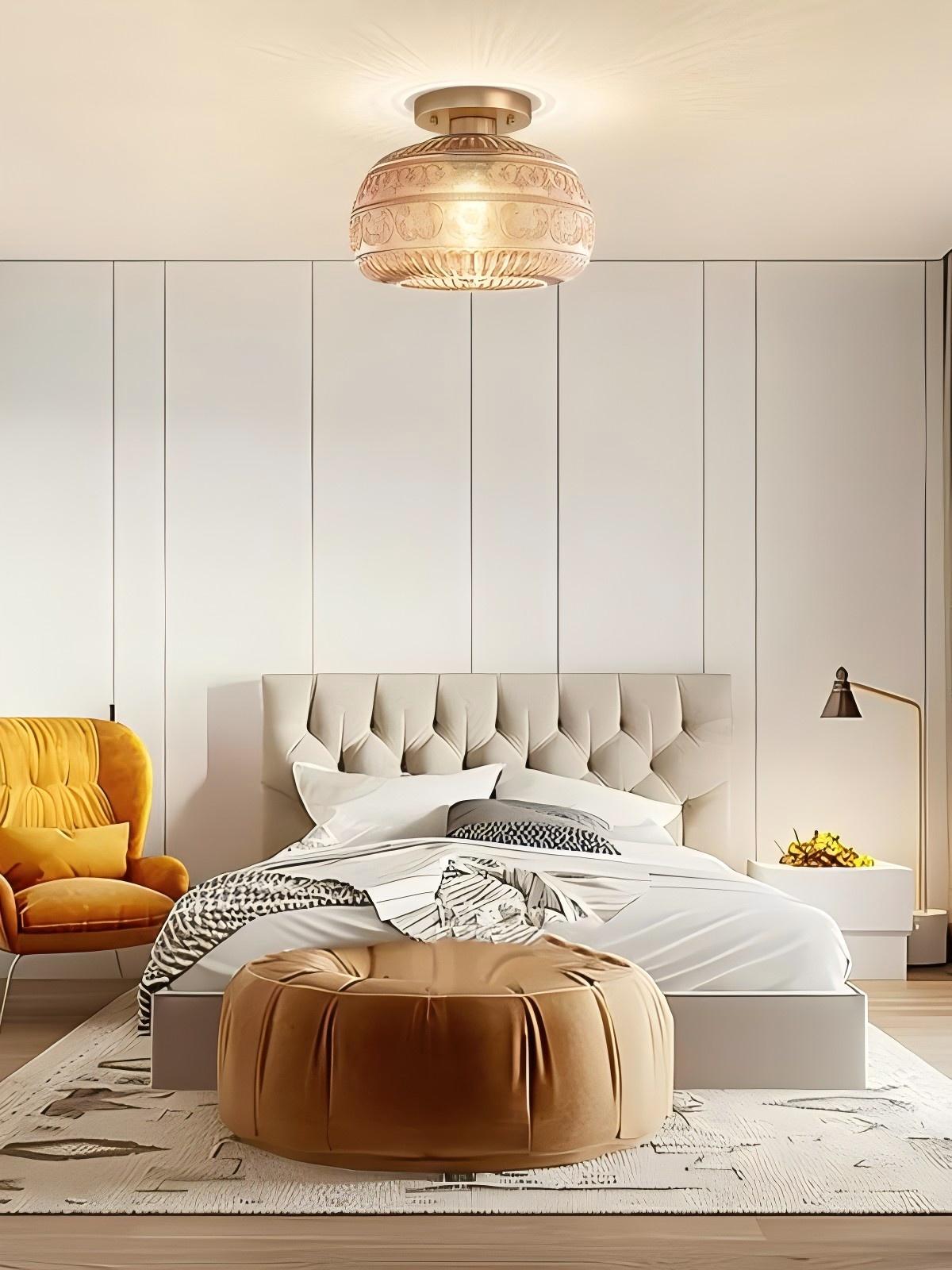 Glazen Bol Plafondlamp Getextureerd Glas Semi-Flush Verlichting voor Elke Ruimte | Sansoti