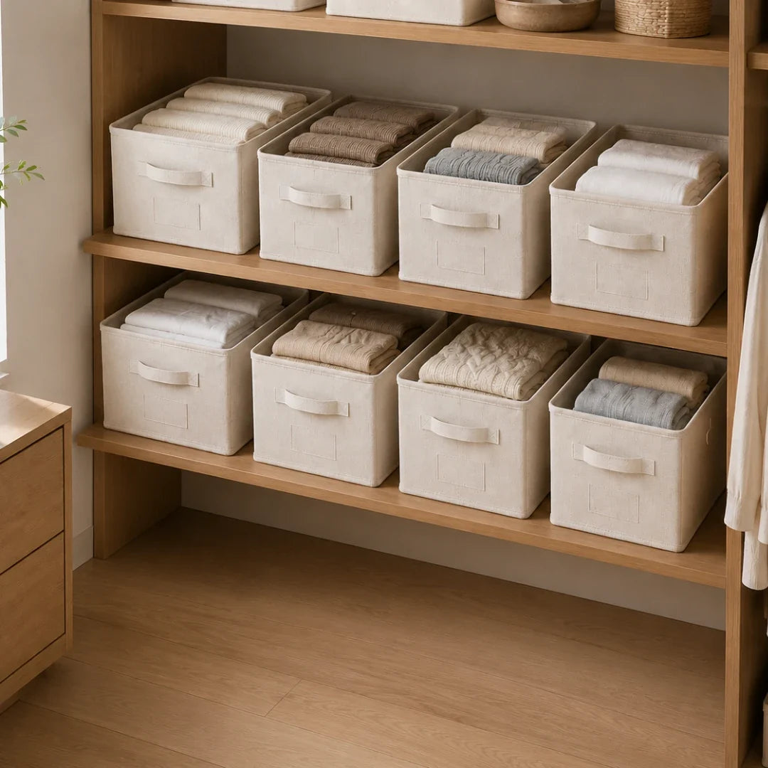 Opvouwbare Laden Organizer Linnen Katoen 40x25x20cm Kledingopslag Lade Verdeler Opbergsysteem voor Kast | Sansoti
