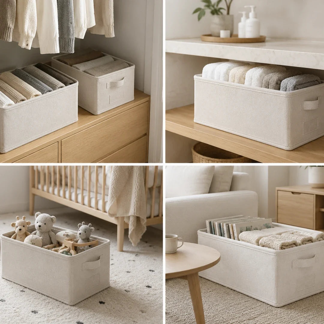 Opvouwbare Laden Organizer Linnen Katoen 40x25x20cm Kledingopslag Lade Verdeler Opbergsysteem voor Kast | Sansoti