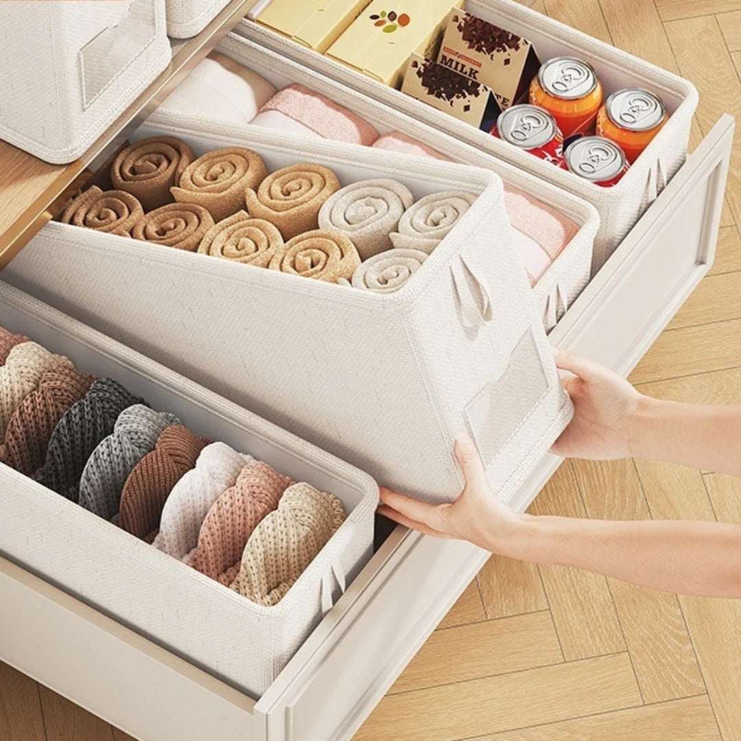 Opvouwbare Laden Organizer Linnen Katoen 40x25x20cm Kledingopslag Lade Verdeler Opbergsysteem voor Kast | Sansoti