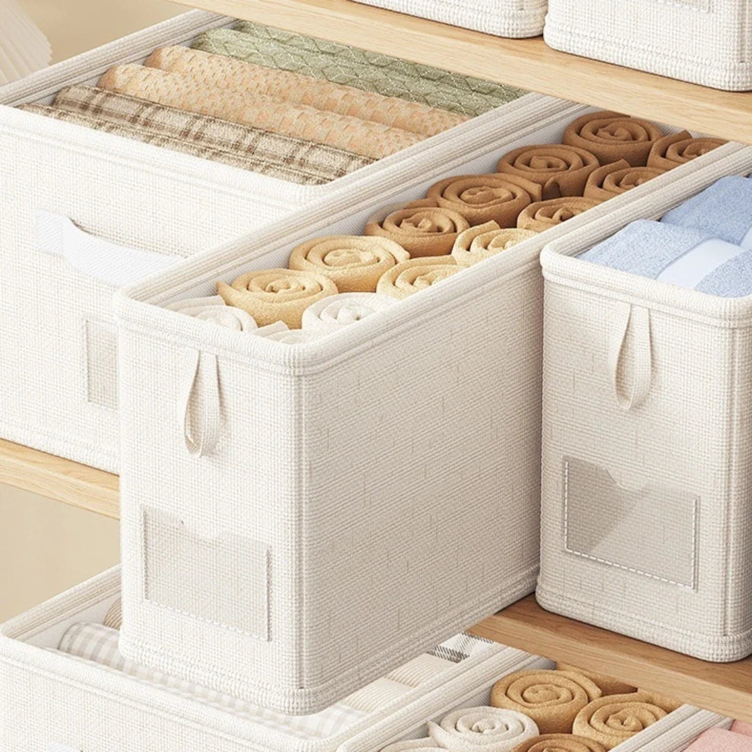 Opvouwbare Laden Organizer Linnen Katoen 40x25x20cm Kledingopslag Lade Verdeler Opbergsysteem voor Kast | Sansoti