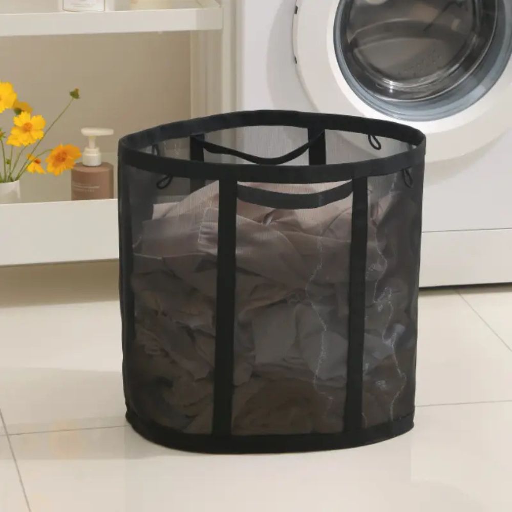 Inklapbare Wasmand met Mesh - Opvouwbare Wasgoed Opbergmand voor Slaapkamer en Badkamer - Lichtgewicht Ventilerende Wasbox met Hanglusje | Sansoti