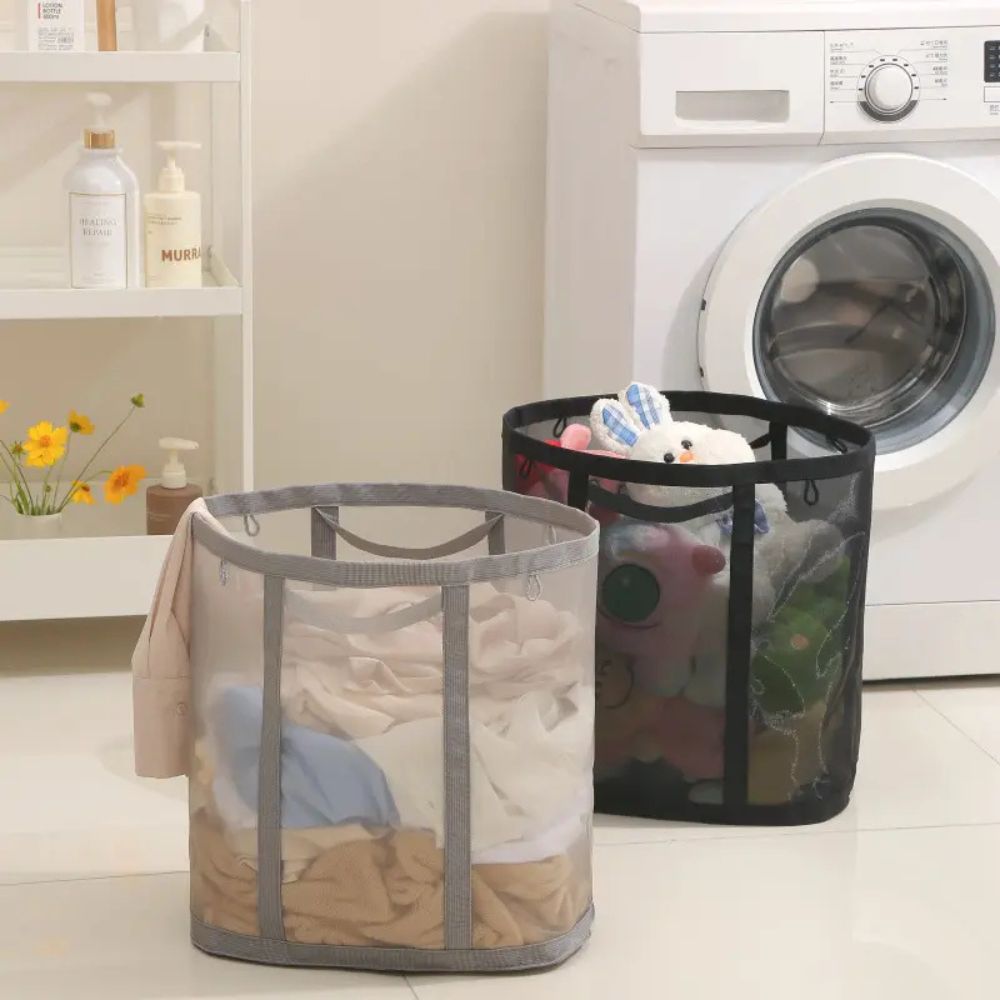 Inklapbare Wasmand met Mesh - Opvouwbare Wasgoed Opbergmand voor Slaapkamer en Badkamer - Lichtgewicht Ventilerende Wasbox met Hanglusje | Sansoti