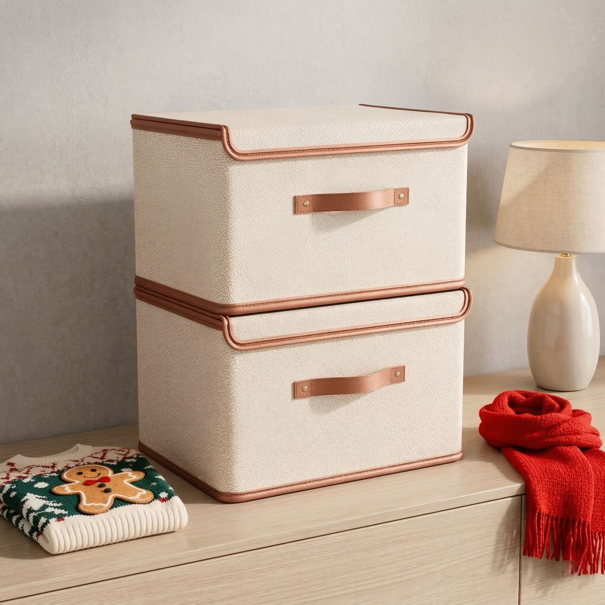 Opbergdoos Opvouwbaar Oxford Stof Met Deksel Kast Slaapkamer Kleding Accessoires Speelgoed Linnengoed Organizer Handvatten | Sansoti