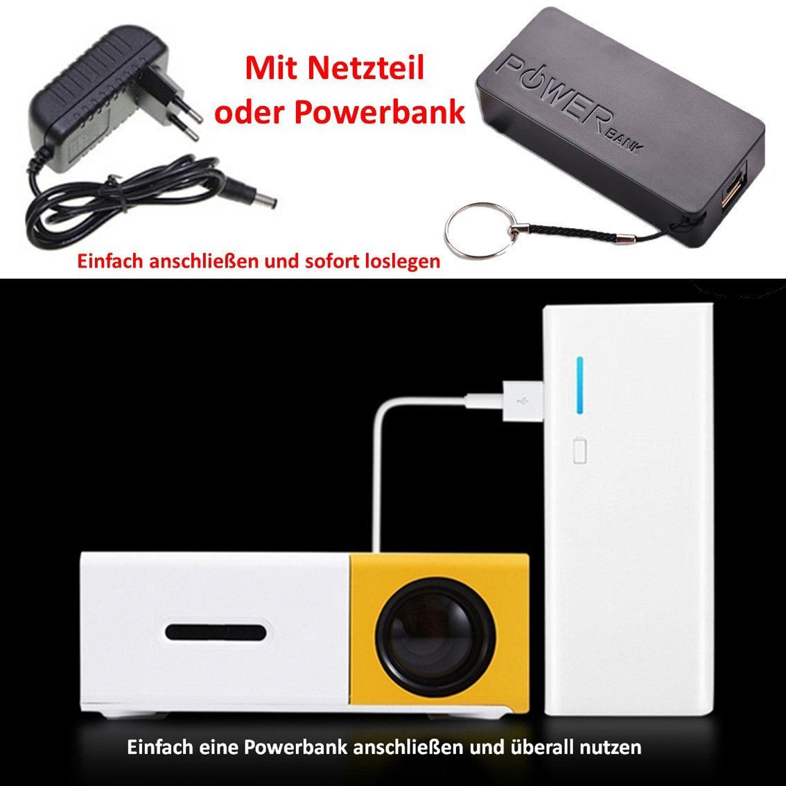 Compacte Mini-Beamer met LED-Projectie – Draagbaar Home Cinema Systeem voor Films en Series | Sansoti