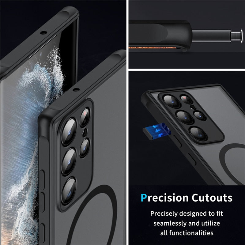 Magnetische Schokbestendige Smartphone Hoes - Transparant Beschermend Hoesje met Metalen Frame - Voor Samsung Galaxy Serie | Sansoti