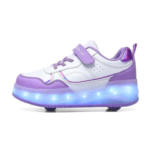 Verstelbare LED Rollerschoenen voor Kinderen Roze Paars 30-38 Orthopedisch | Sansoti