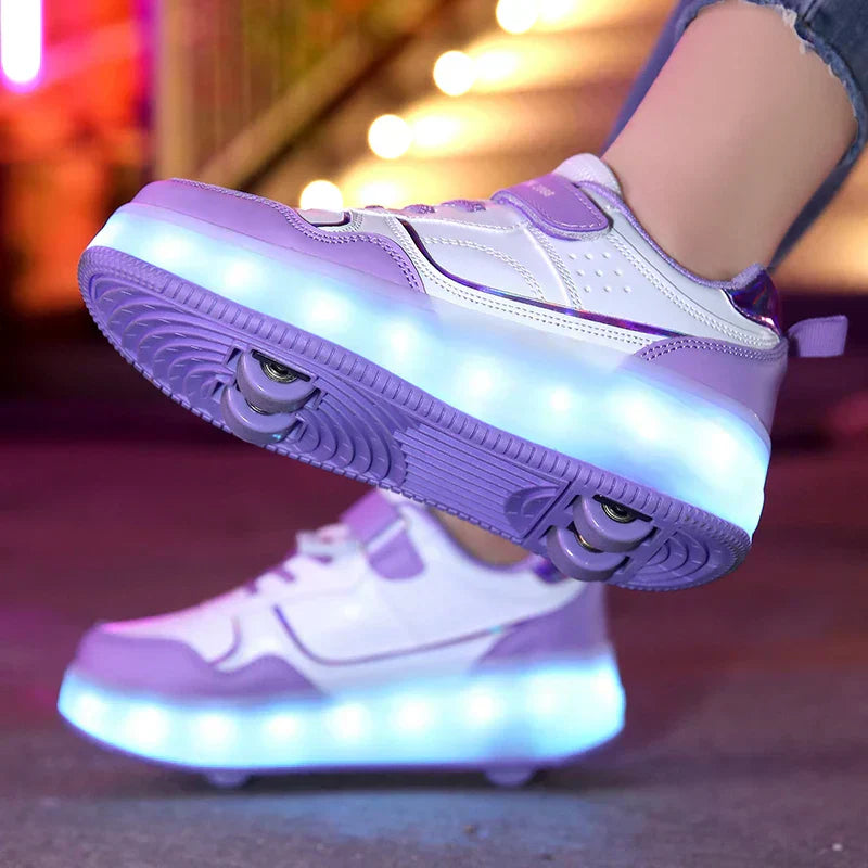 Verstelbare LED Rollerschoenen voor Kinderen Roze Paars 30-38 Orthopedisch | Sansoti