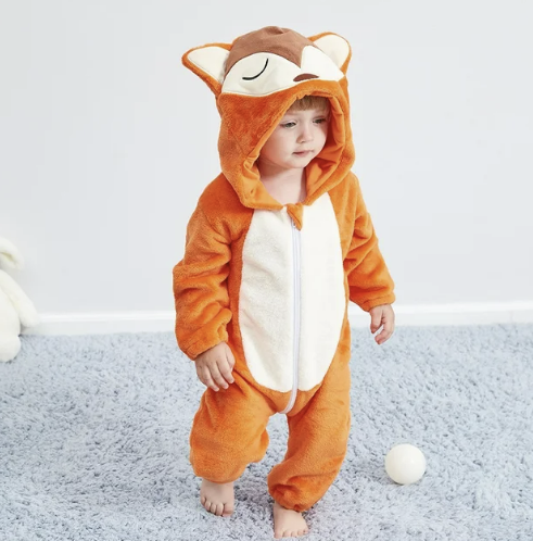 Baby Onesie Dierenpakje Panda Dinosaurus Tijger Muis – Zachte Fleece Jumpsuit Babykleding Romper 0-4 Jaar | Sansoti