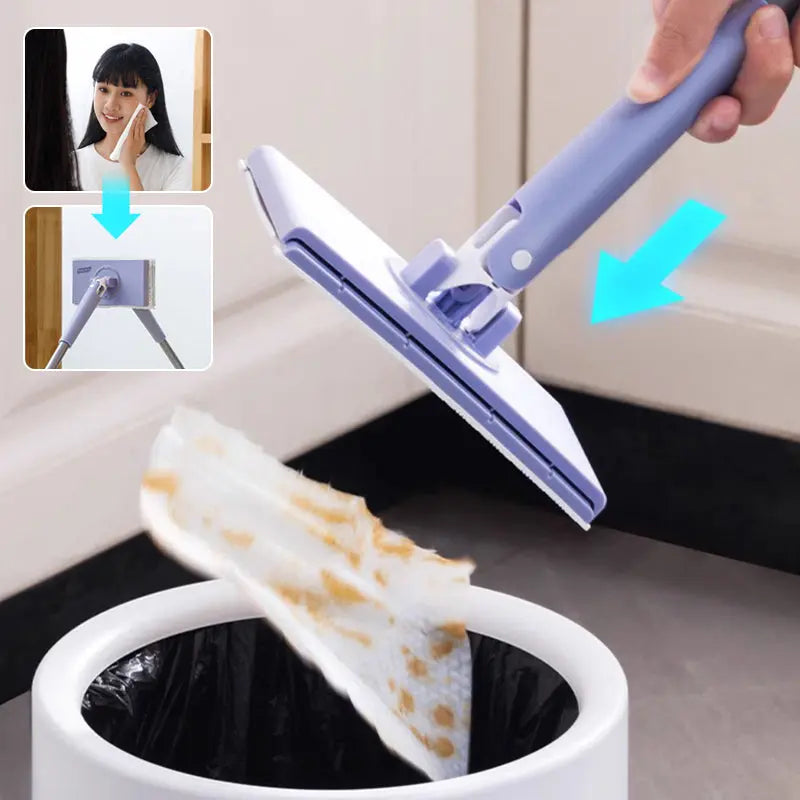 Dweil Vochtige Doekjes 71cm Kunststof Metaal Lila Vloer Keuken Snel Reinigen Zonder Emmer Vloerreiniger Handsfree Schoonmaak | Sansoti