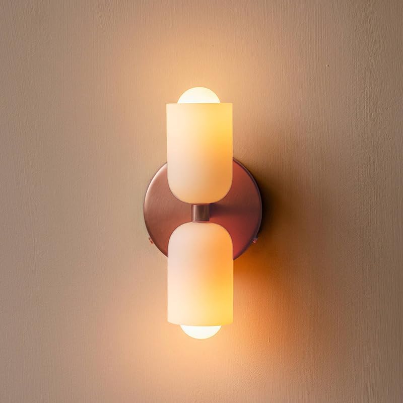 Wandlampe Doppelt Retro Französisches Glas E14 Gold Schlafzimmer Flur Badezimmer Wohnzimmer Vintage | Restfield