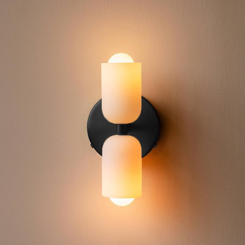 Wandlampe Doppelt Retro Französisches Glas E14 Gold Schlafzimmer Flur Badezimmer Wohnzimmer Vintage | Restfield