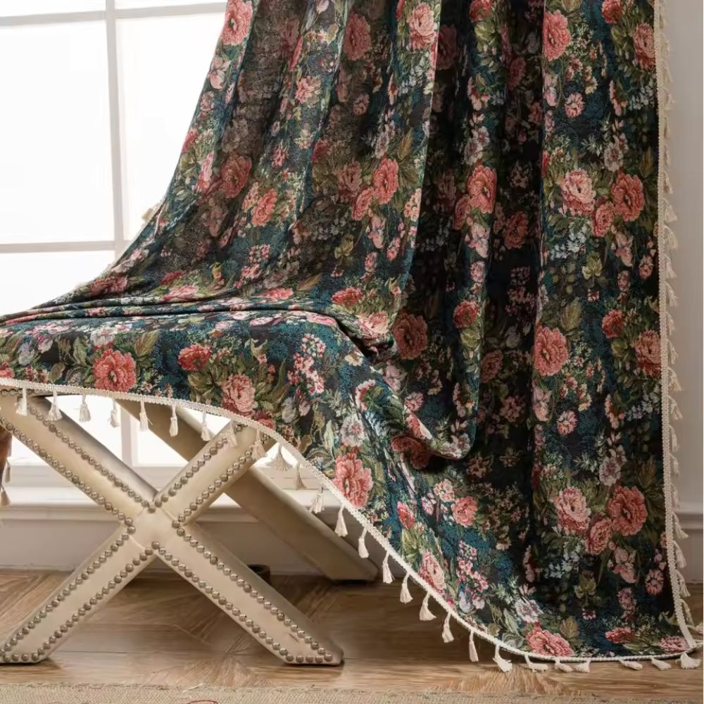 Vintage Bloemengordijn Franse Stijl Decoratief Microfiber | Sansoti