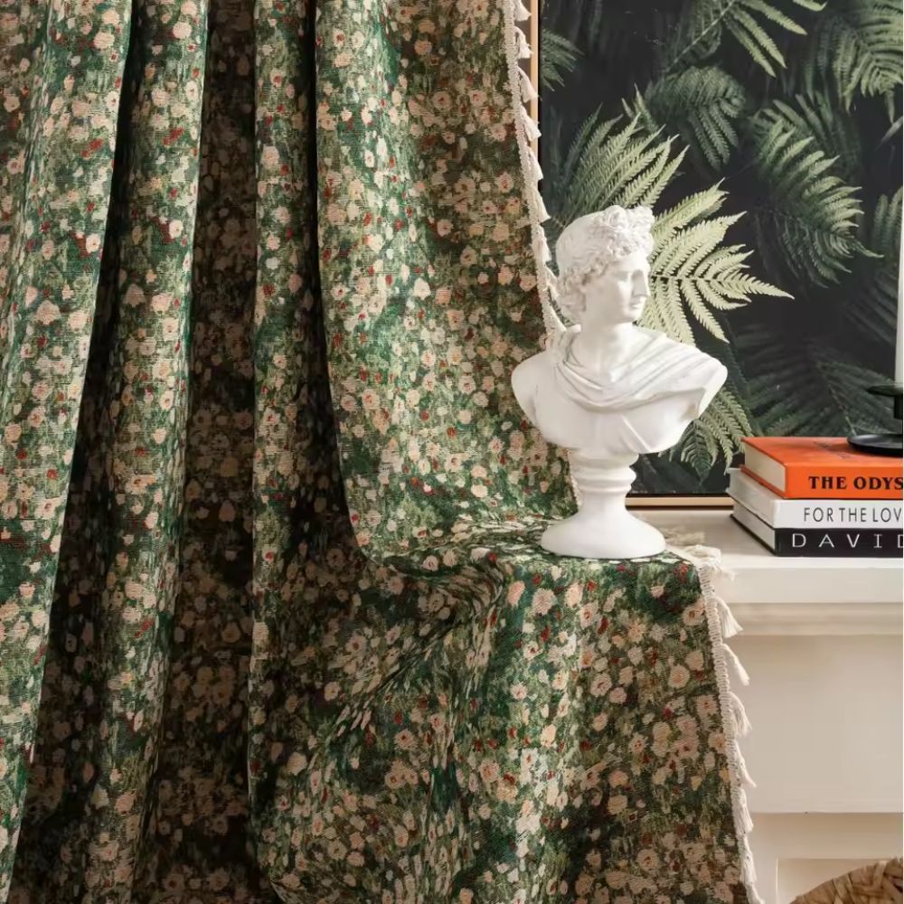 Vintage Bloemengordijn Franse Stijl Decoratief Microfiber | Sansoti
