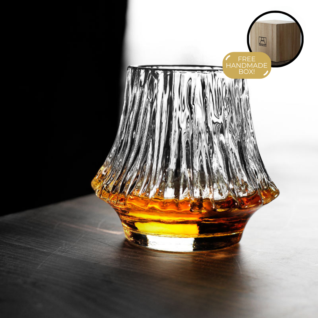 Japans Whiskeyglas met Fujiberg Relief 220ml Hittebestendig Glas Handgemaakt | Exclusief Whisky Tumbler Glas Premium Drinkglas | Sansoti