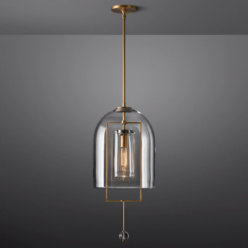 Lampa wisząca ze szkła i mosiądzu, regulowana w zakresie 71–270 cm, do jadalni, salonu, sypialni i restauracji, oprawa oświetleniowa | Sansoti