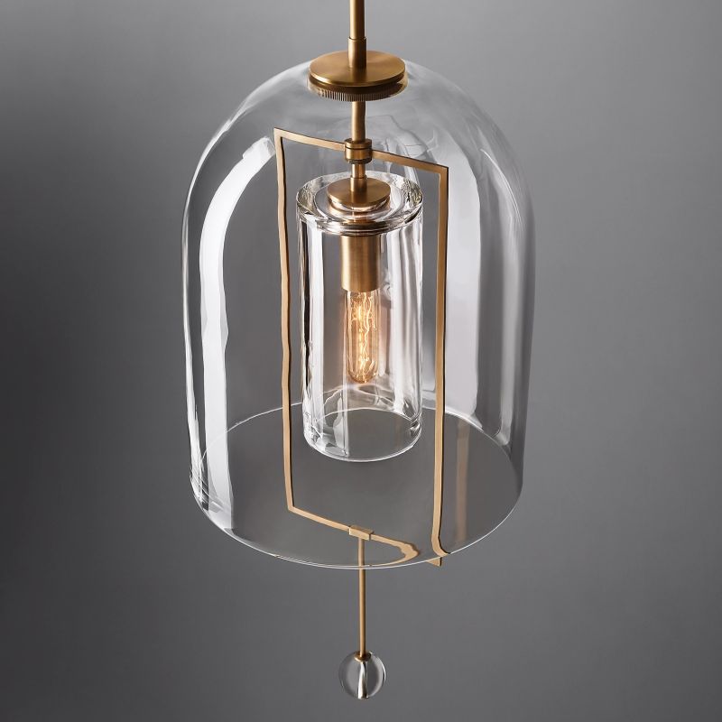 Lampa wisząca ze szkła i mosiądzu, regulowana w zakresie 71–270 cm, do jadalni, salonu, sypialni i restauracji, oprawa oświetleniowa | Sansoti