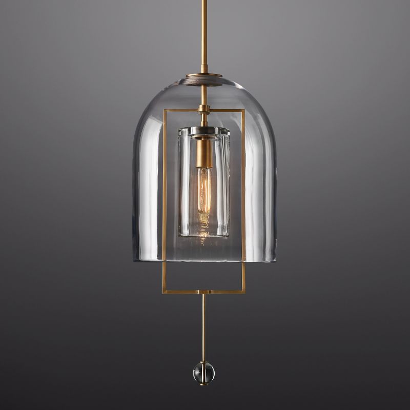 Lampa wisząca ze szkła i mosiądzu, regulowana w zakresie 71–270 cm, do jadalni, salonu, sypialni i restauracji, oprawa oświetleniowa | Sansoti