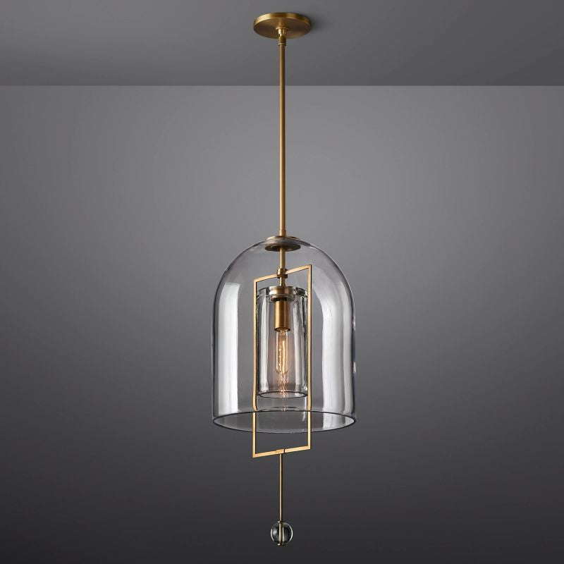 Lampa wisząca ze szkła i mosiądzu, regulowana w zakresie 71–270 cm, do jadalni, salonu, sypialni i restauracji, oprawa oświetleniowa | Sansoti