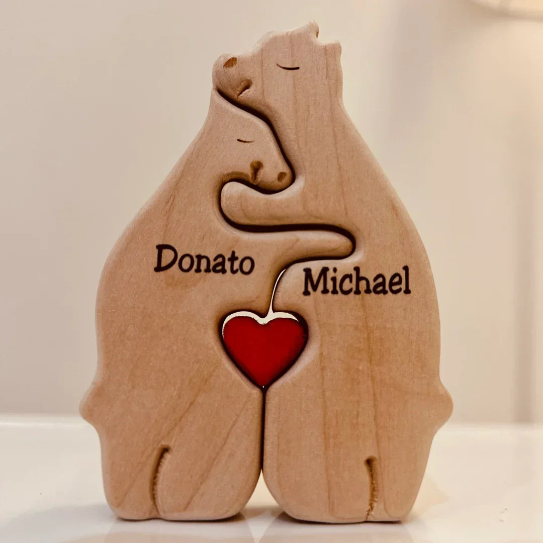 Figurines de famille en bois 12-17 cm Bois naturel Fait main Décoration scandinave pour le salon Figurine familiale | Sansoti
