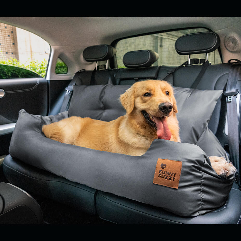 Hondenmand Auto Achterbank Medium/Large met Veiligheidsriemen & Opbergtasje - Comfortabel Veilig Reizen Hond | Sansoti