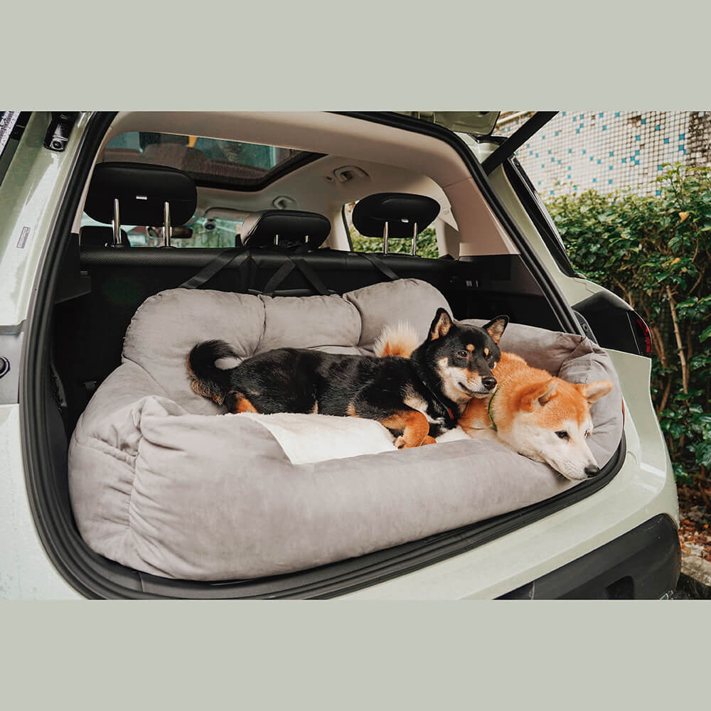 Hondenmand Auto Achterbank Medium/Large met Veiligheidsriemen & Opbergtasje - Comfortabel Veilig Reizen Hond | Sansoti