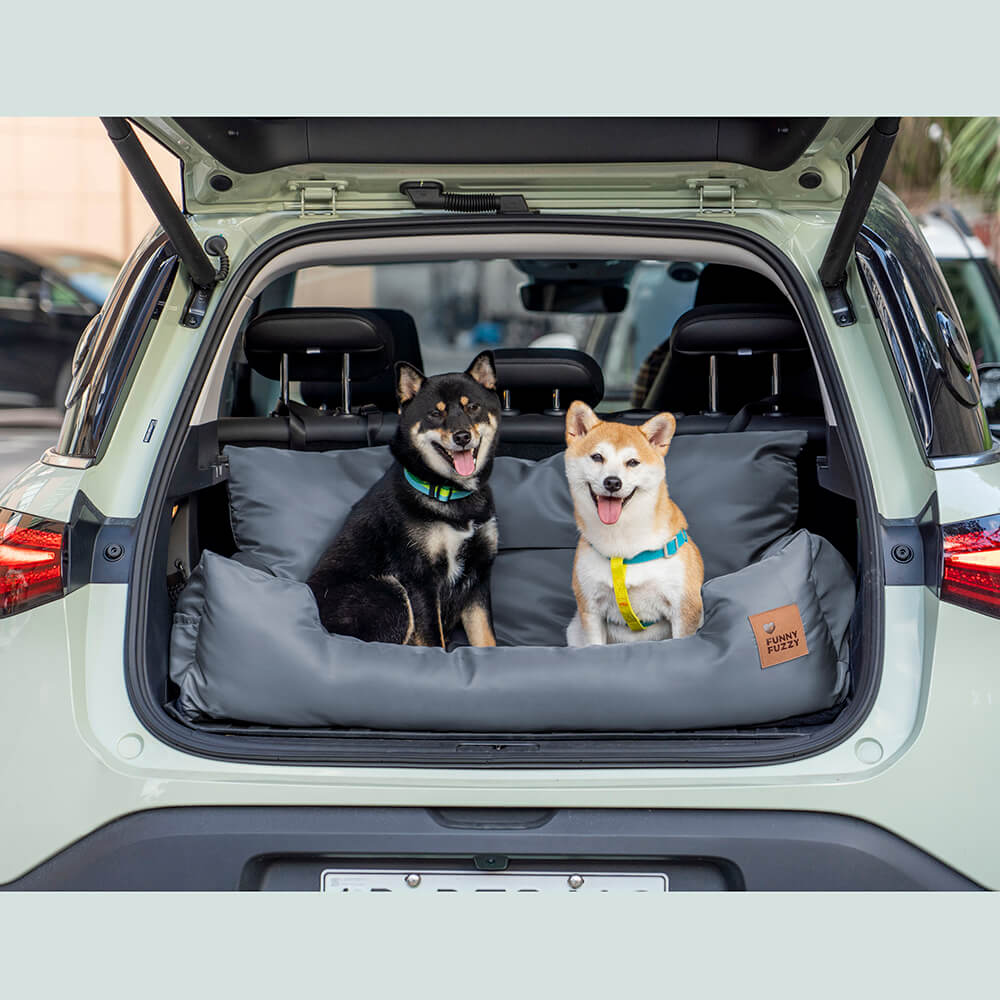 Hondenmand Auto Achterbank Medium/Large met Veiligheidsriemen & Opbergtasje - Comfortabel Veilig Reizen Hond | Sansoti