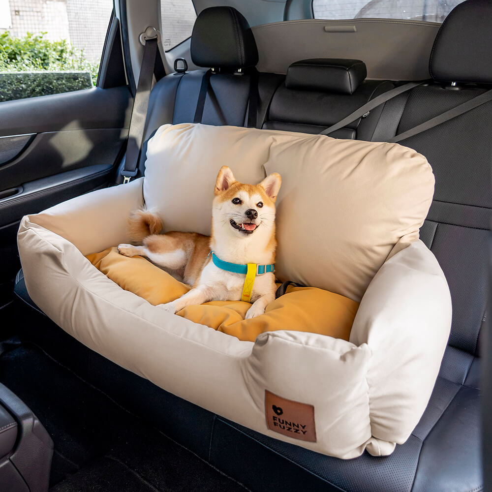 Hondenmand Auto Achterbank Medium/Large met Veiligheidsriemen & Opbergtasje - Comfortabel Veilig Reizen Hond | Sansoti