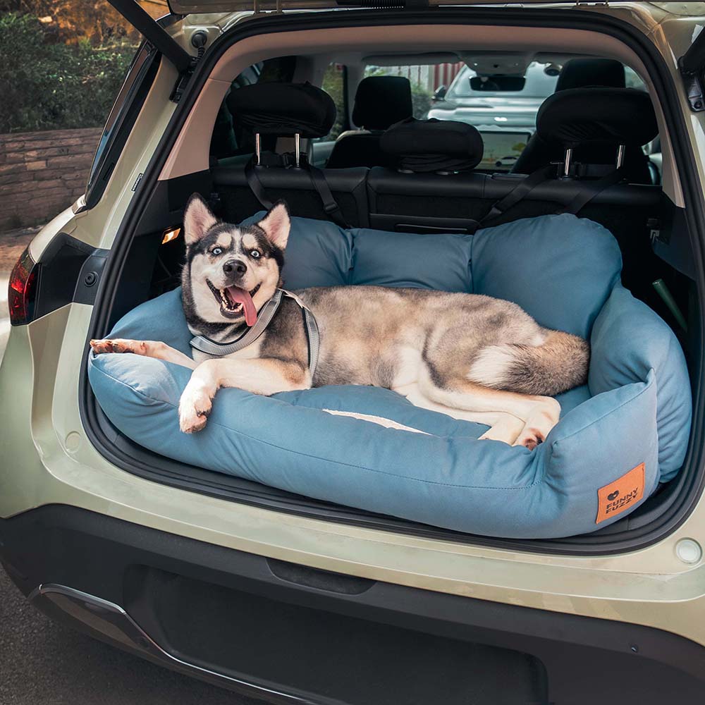 Hondenmand Auto Achterbank Medium/Large met Veiligheidsriemen & Opbergtasje - Comfortabel Veilig Reizen Hond | Sansoti