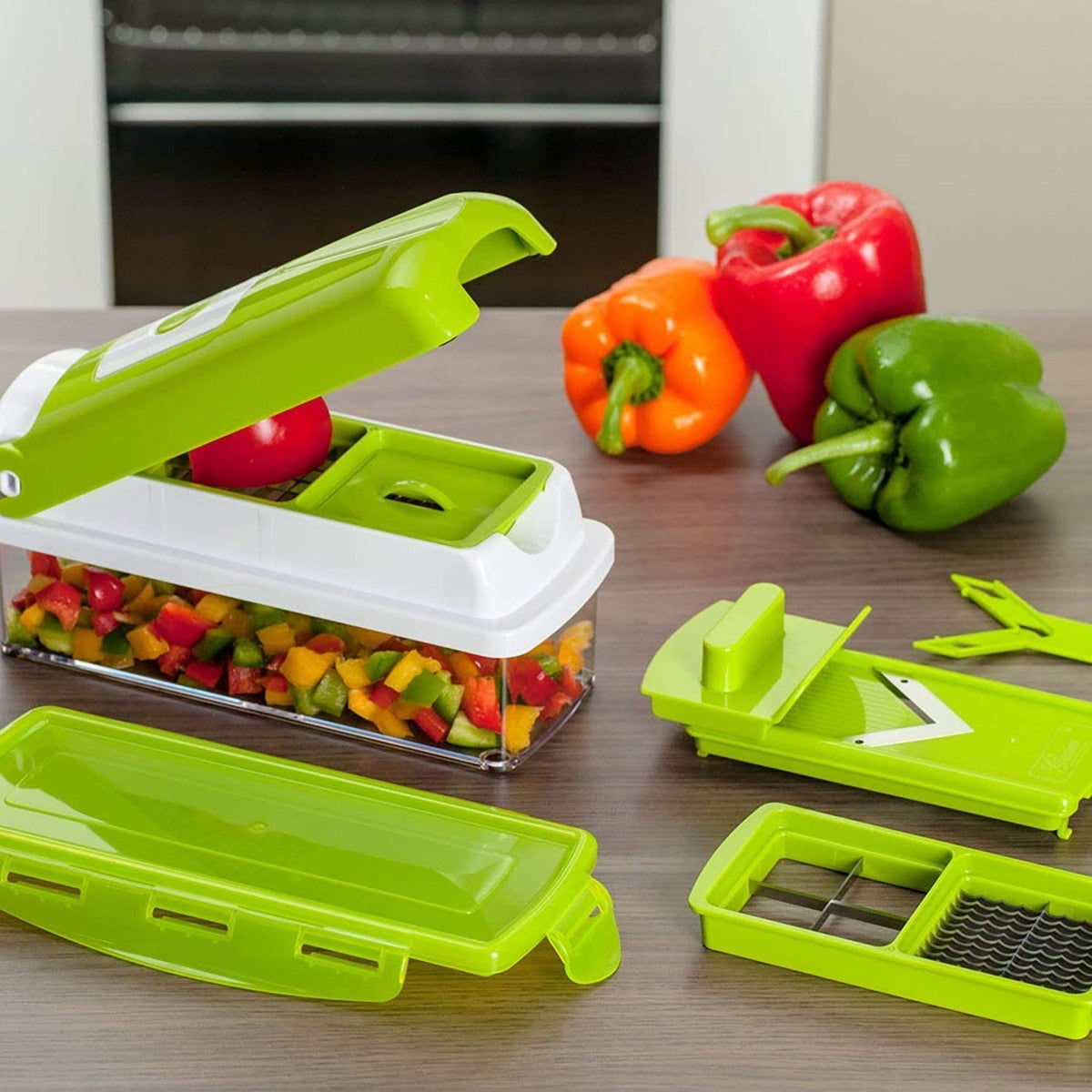 Groentesnijder 12-in-1 RVS Handmatig Wit Groen Multifunctioneel Keukengerei Julienne Blokjes Rasp Keuken | Sansoti