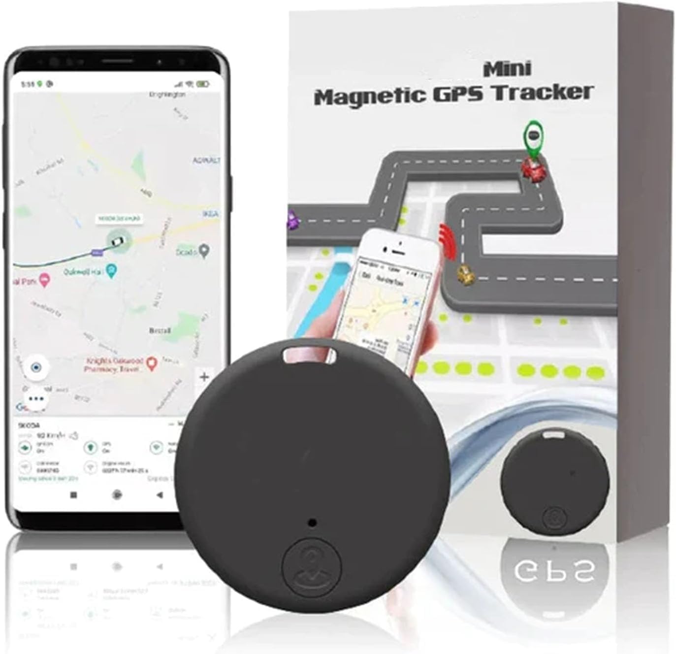 GPS Tracker met Magnetische Bevestiging | Realtime Tracking via App | Voertuigen en Waardevolle Spullen Volgen | Langdurige Accuduur | Sansoti
