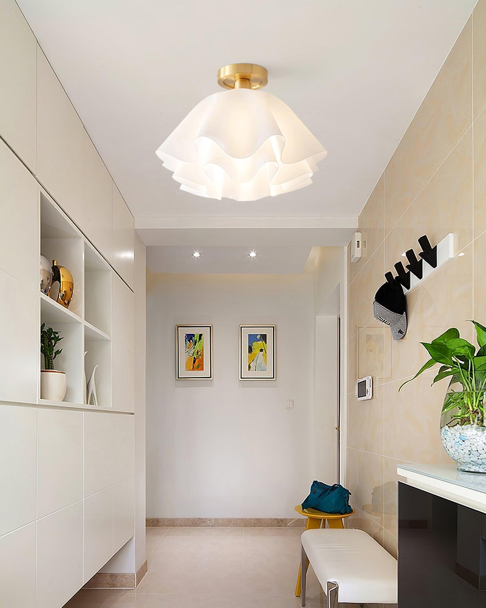 Plafondlamp Modern Gevouwen Design Acryl Koper E27 LED Woonkamer | Sansoti