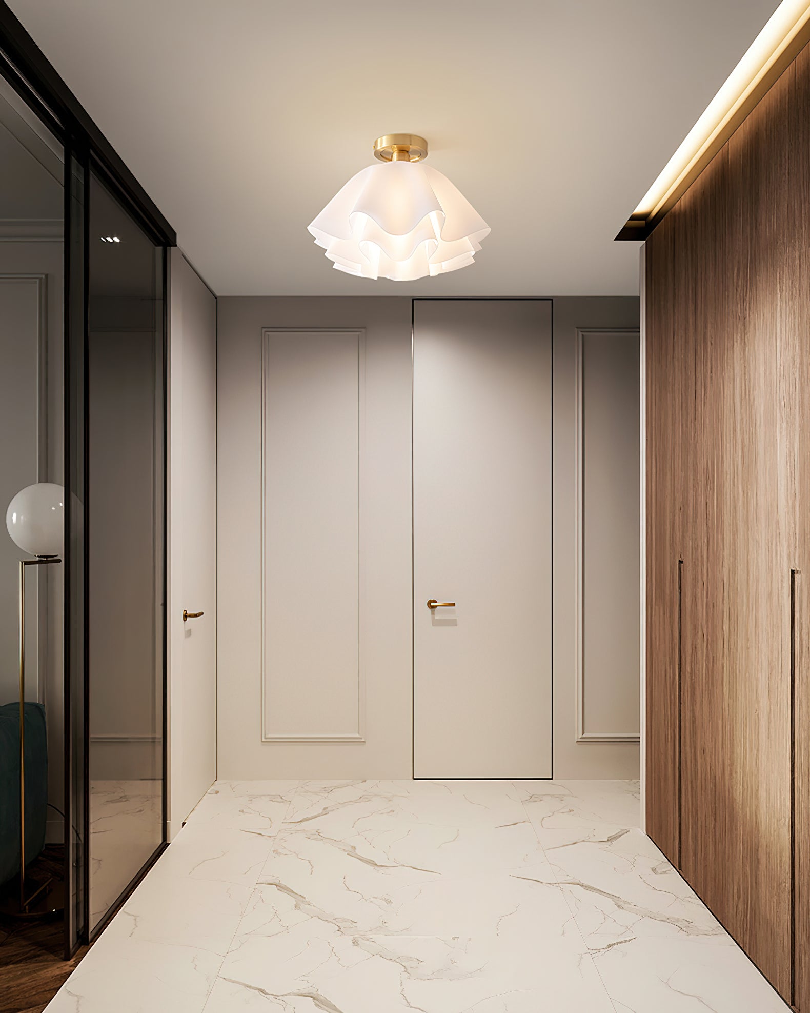 Plafondlamp Modern Gevouwen Design Acryl Koper E27 LED Woonkamer | Sansoti