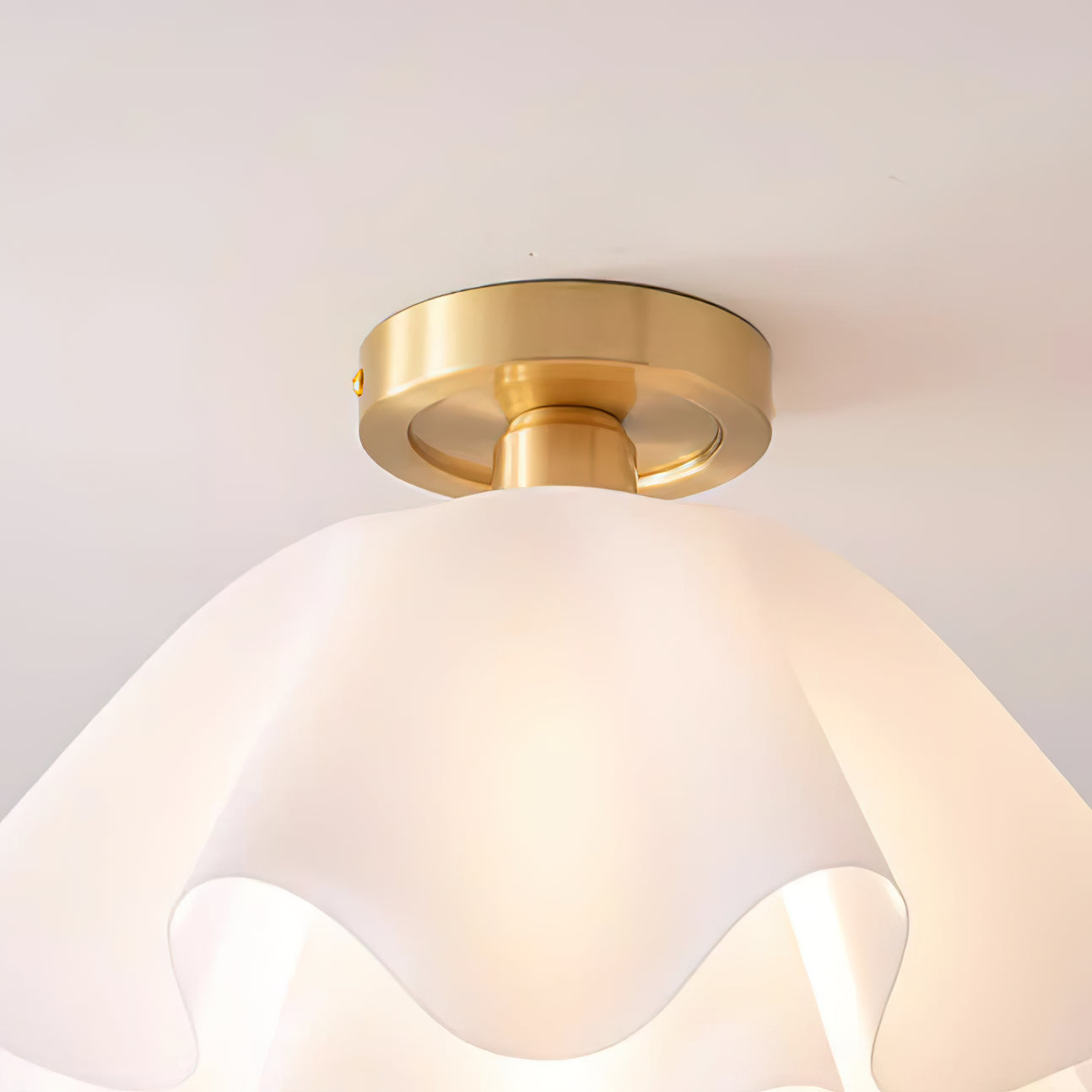 Plafondlamp Modern Gevouwen Design Acryl Koper E27 LED Woonkamer | Sansoti
