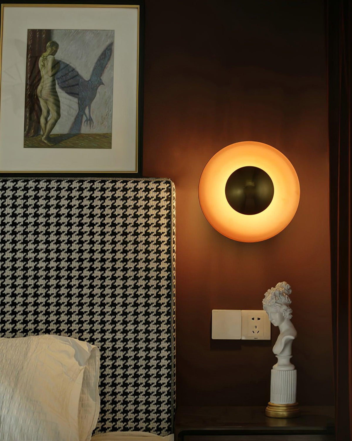 Round LED Wall Light Eclipse Metal Ceiling Light Modern Minimalist Lighting Living Room Bedroom | Sansoti
