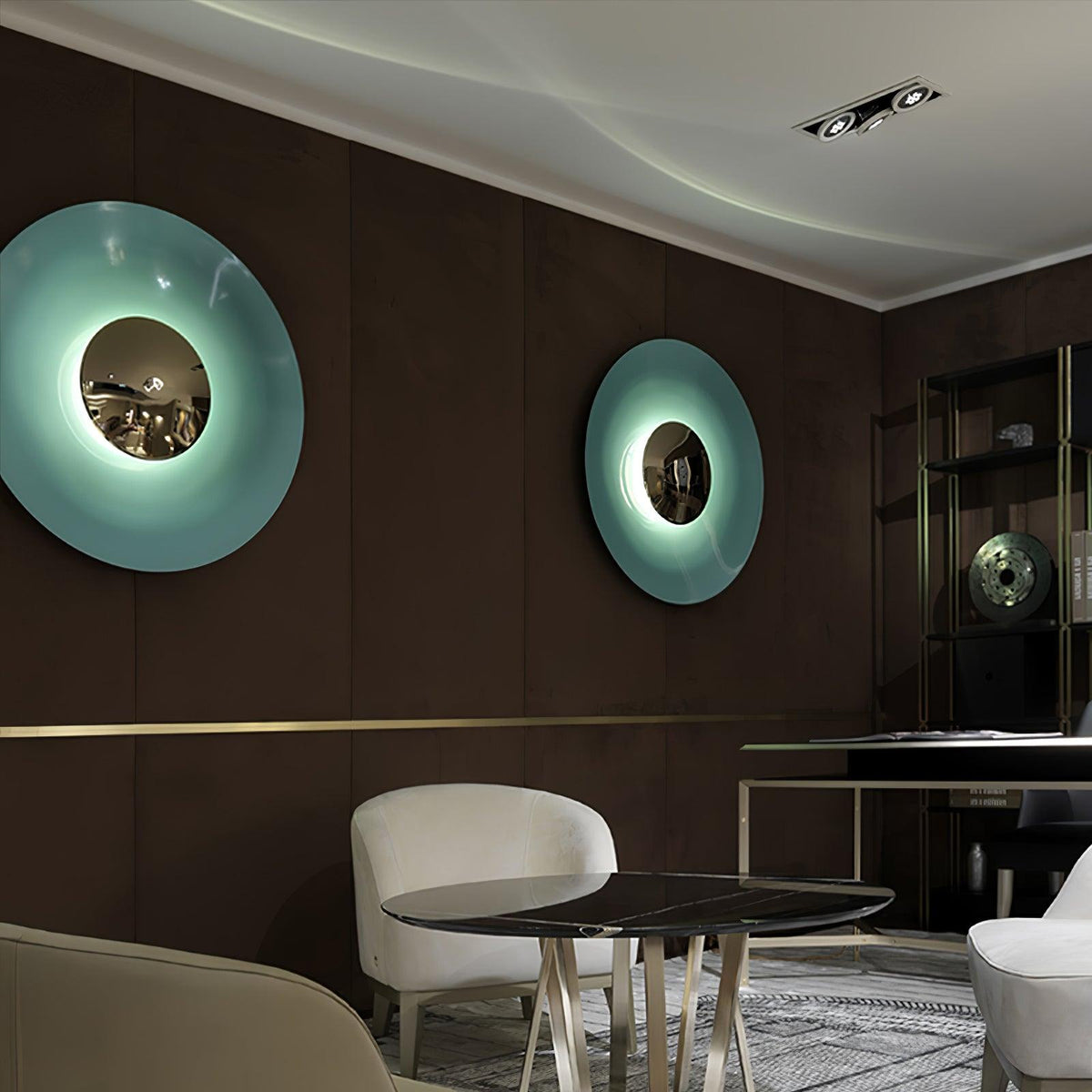 Round LED Wall Light Eclipse Metal Ceiling Light Modern Minimalist Lighting Living Room Bedroom | Sansoti
