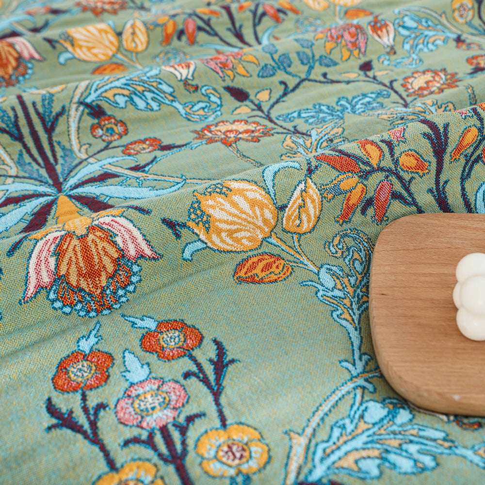 Katoenen Wenddeken met Bloemenweving en Kwasten – Zachte Jacquardplaid voor Bed en Bank | Sansoti
