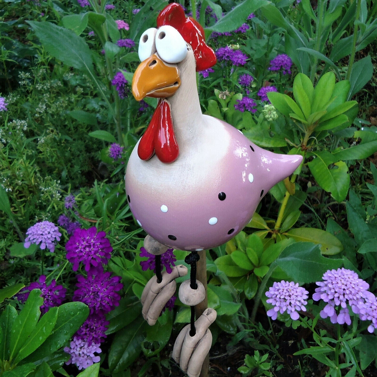 Decoratieve Kipdecoratie Weerbestendig Tuinbeeldje voor Hek of Terras | Sansoti
