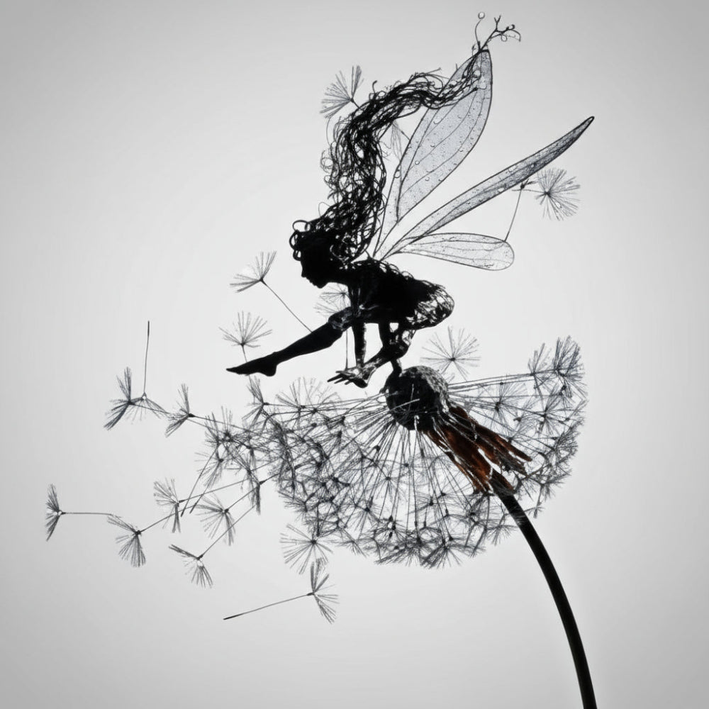 Metalen Sprookjesfiguur Tuindecoratie Buitendecoratie Gesmeed IJzer Sculptuur Weerfbestendig Beeldwerk Tuin Accenten Kunst Terras Decoratie Bloembed Figuur Elf Silhouet voor Buiten | Sansoti