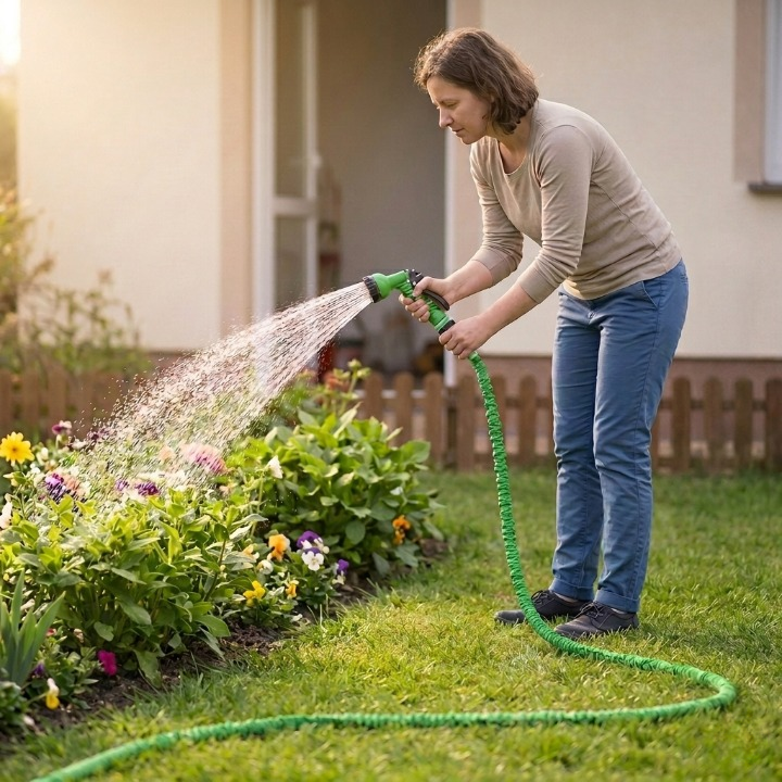 Flexibele Tuinslang 3-Voudig Uitrekbaar met 7-Functies Spuitpistool Groen | Sansoti