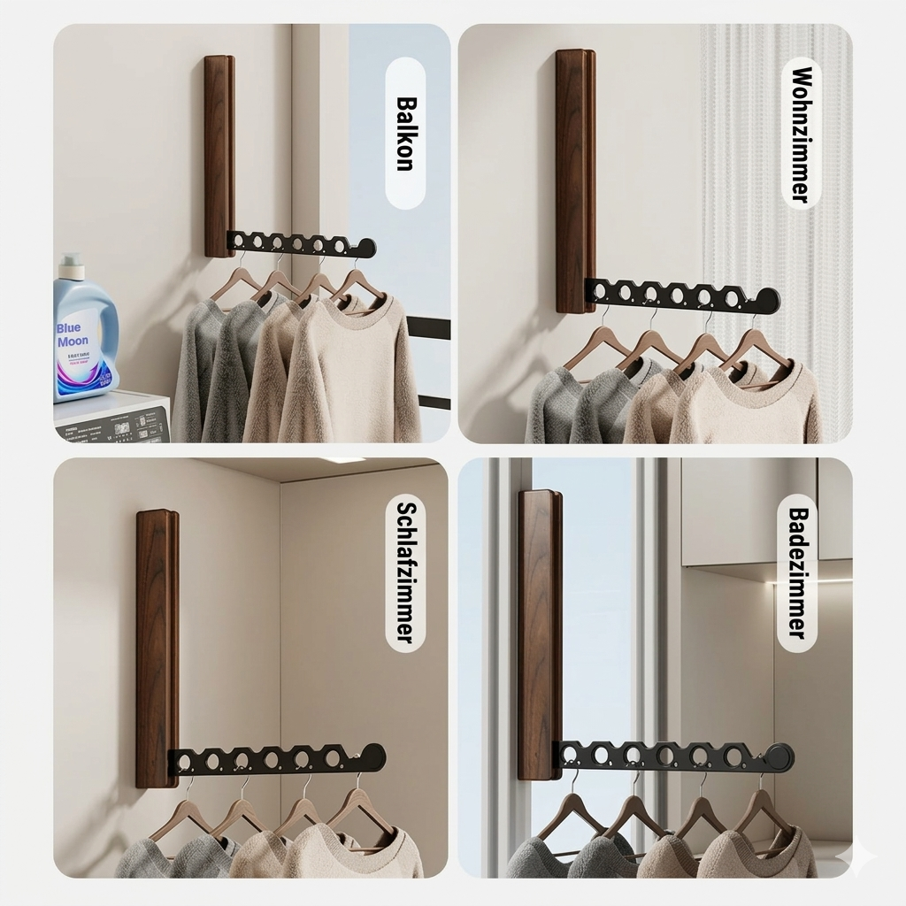 Inklapbare Houten Wandkapstok Ruimtebesparend Design 31,5×27 cm Zwart Wit Flur Slaapkamer Gästezimmer | Sansoti