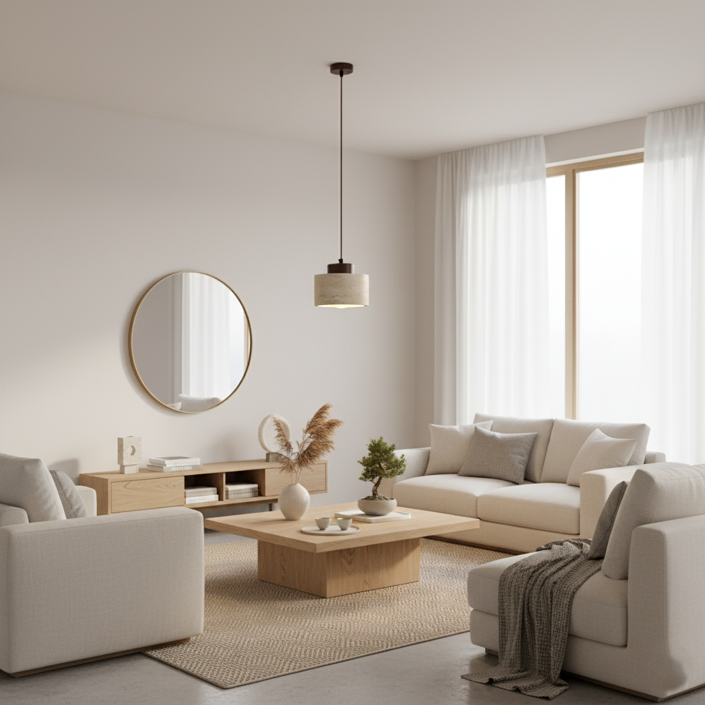 Wandleuchte Marmor Alabaster Rund LED 3000K Travertin Nordic Design | Restfield