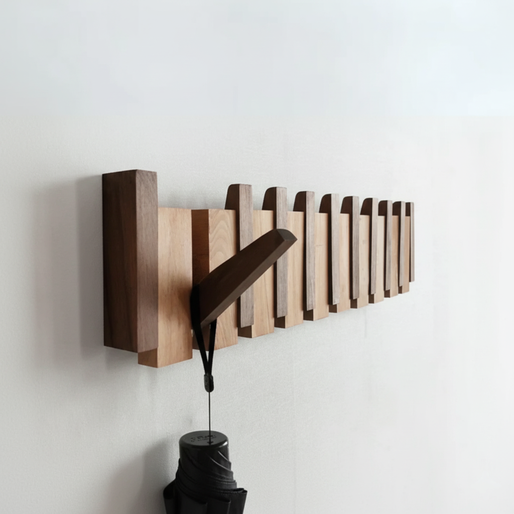 Wandkapstok Hout Piano Vormgeving 4-8 Haken Scandinavisch Design Hal Slaapkamer Garderobe Wand Opslag | Sansoti