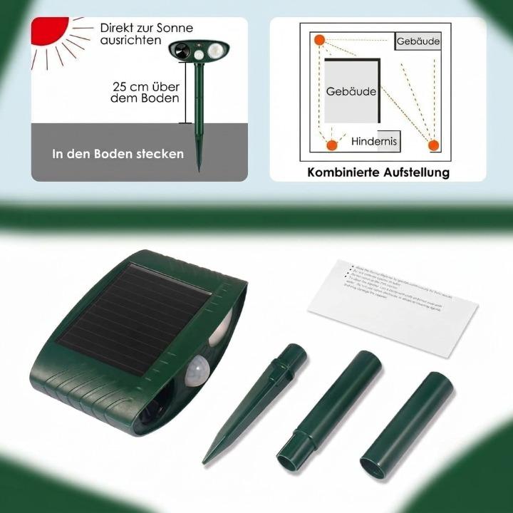 Dierenverschrikker op Zonne-Energie – PIR Bewegingssensor 110°, Bereik 9m, IP44 Weerbestendig voor Tuin en Erf | Sansoti