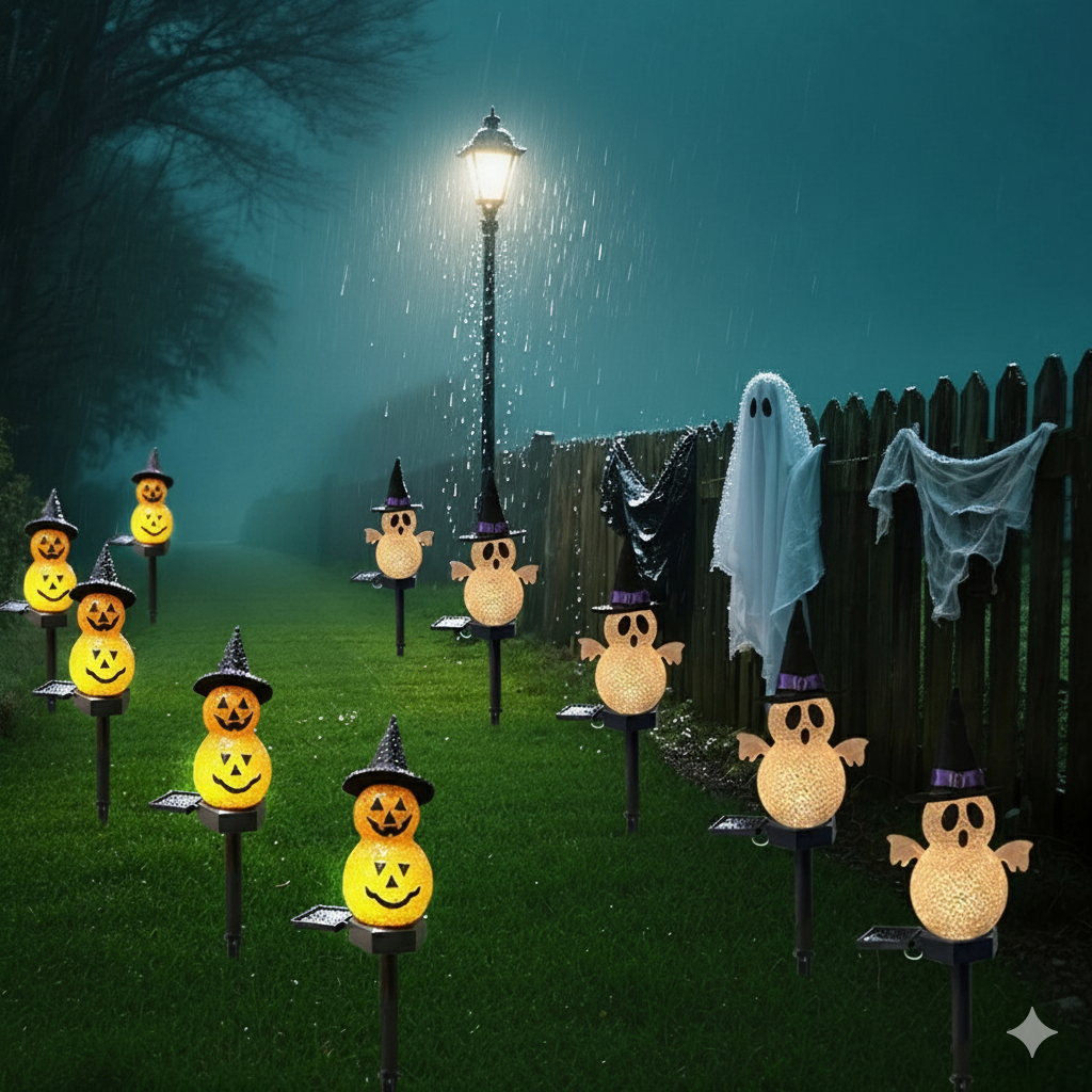 Lampe de jardin solaire avec citrouille 3D ou fantôme de 44 cm, éclairage d’ambiance d’Halloween, éclairage extérieur décoratif | Sansoti